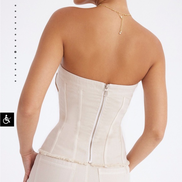 MISTRESS ROCKS OAT DENIM STRAPLESS TOP - Picture 9 of 16